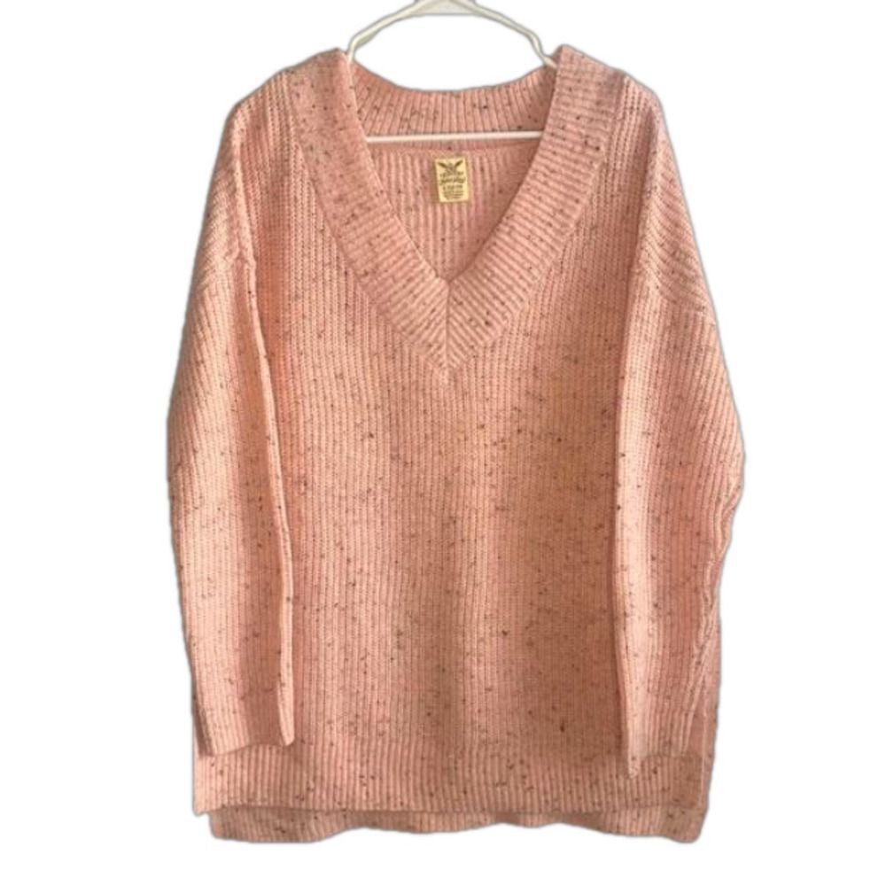 FADED GLORY light pink speckled spotted sweater //L